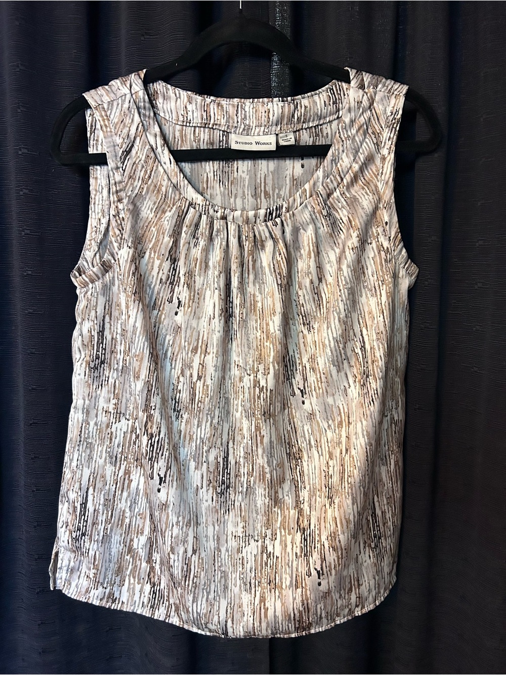 Studio Works Sleeveless Printed Camisole - White, Tan, Brown